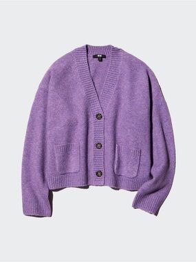 Uniqlo Soufflé Yarn Short Cardigan in purple unisex size XXL